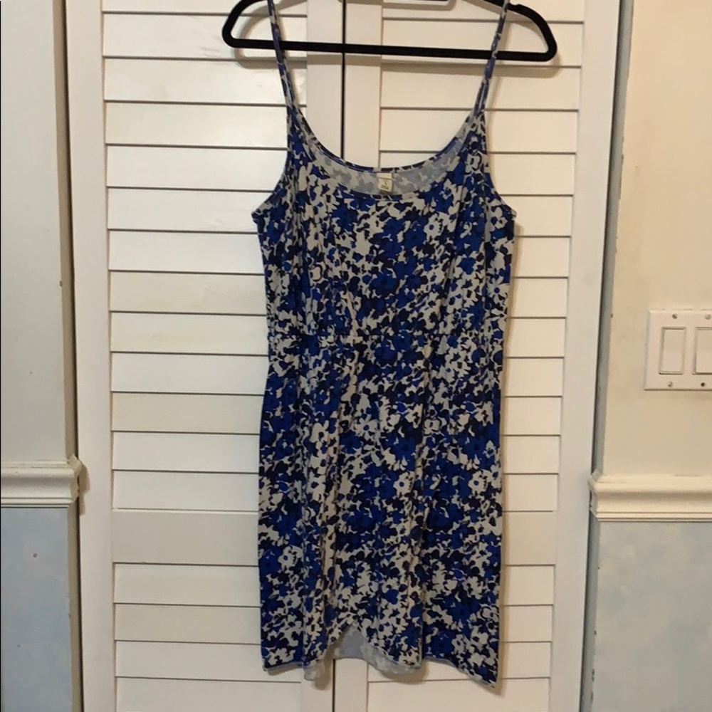 Blue floral tank top dress-Large